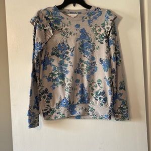 Gray and Blue Floral Sweatshirt